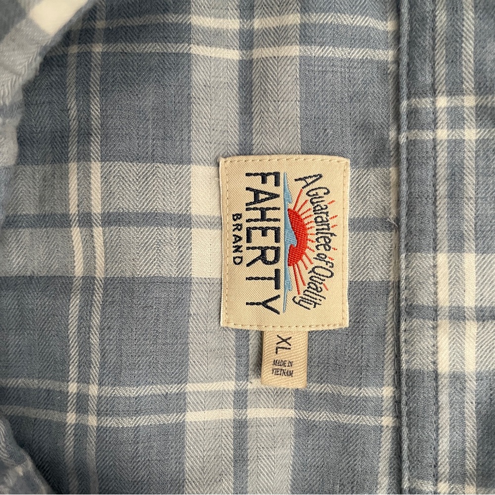 Faherty Light Blue and White Checkered Shirt